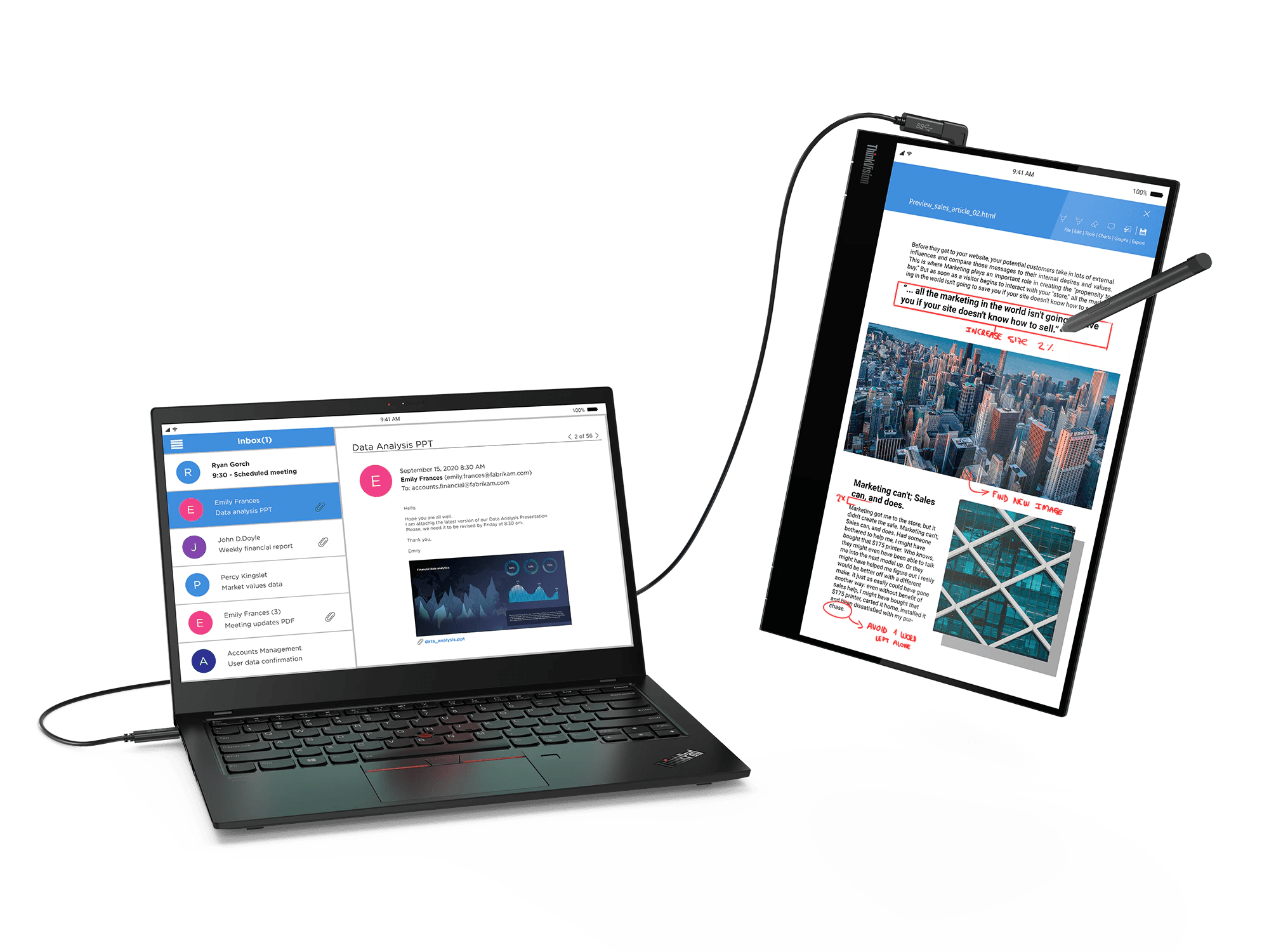 LENOVO THINKVISION M14T 62A3UAR1WW 14" FHD PORTABLE FLAT MOBILE MONITOR - DataBlitz