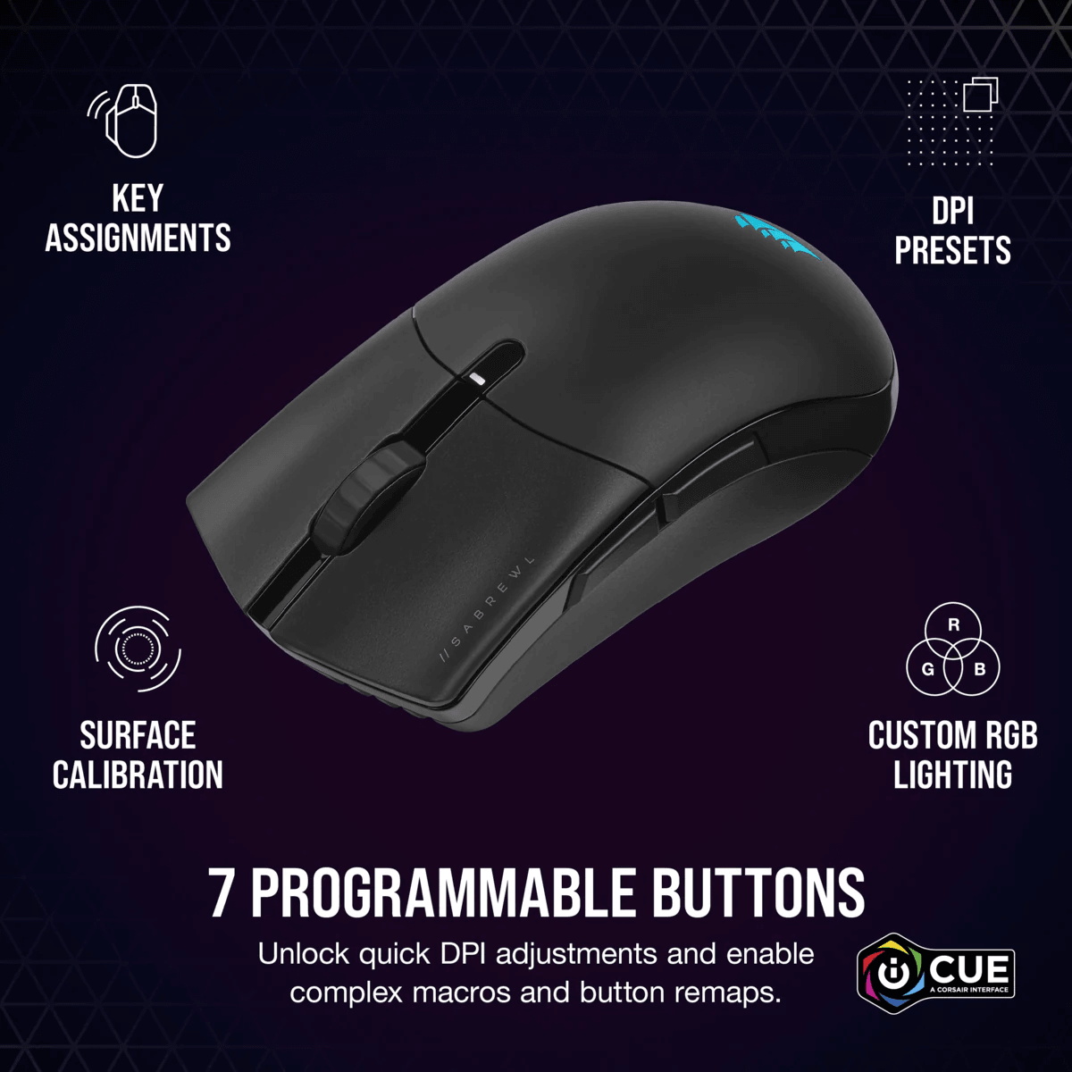 CORSAIR SABRE RGB PRO WIRELESS CHAMPION SERIES ULTRA-LIGHTWEIGHT GAMING MOUSE (BLACK) - DataBlitz