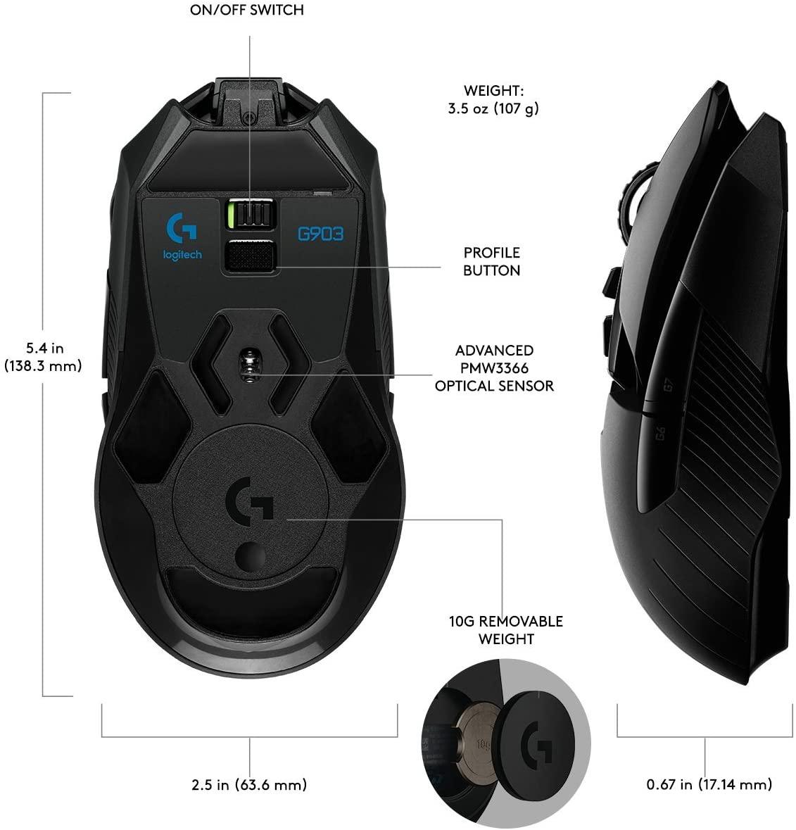 LOGITECH G903 LIGHTSPEED HERO WIRELESS GAMING MOUSE - DataBlitz