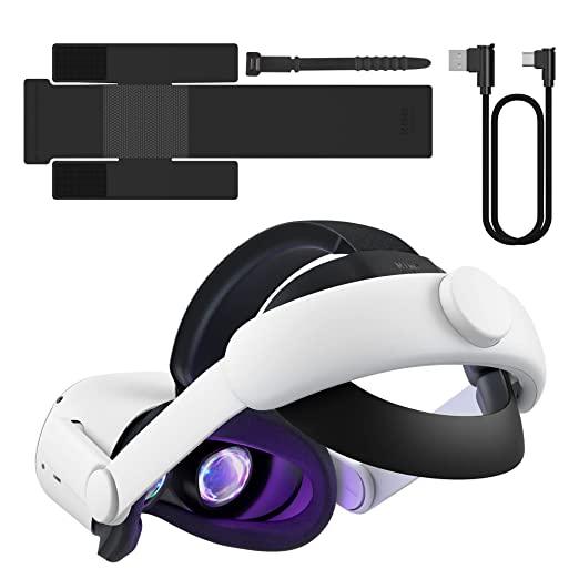 KIWI DESIGN Replacement Elite Strap With Battery Strap For Oculus Quest 2 (White) (KW-Q31-2.1+Q21-2-AE) - DataBlitz