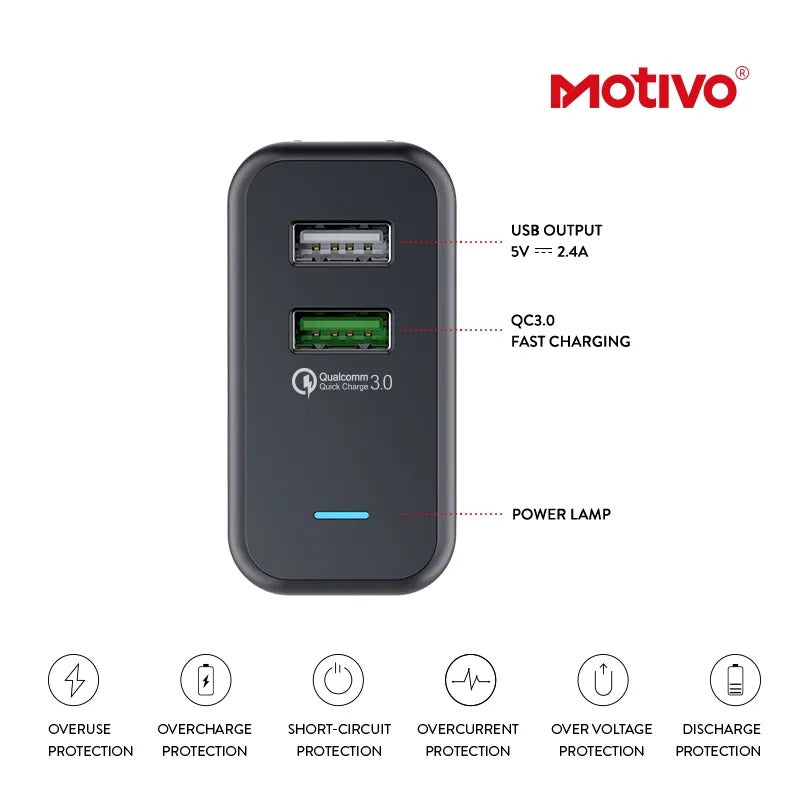Motivo N10 Travel Adapter Charger Folding Portable Multi-Protection