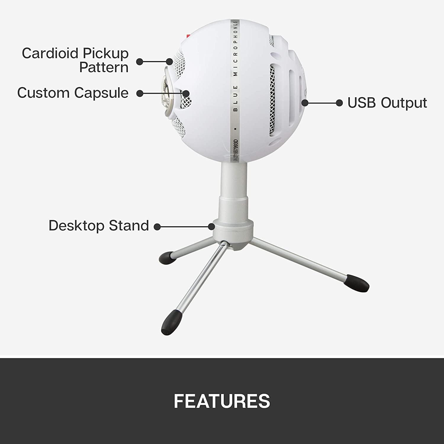 LOGITECH BLUE SNOWBALL ICE USB MICROPHONE FOR RECORDING/ STREAMING/ PODCASTING/ GAMING (WHITE) - DataBlitz