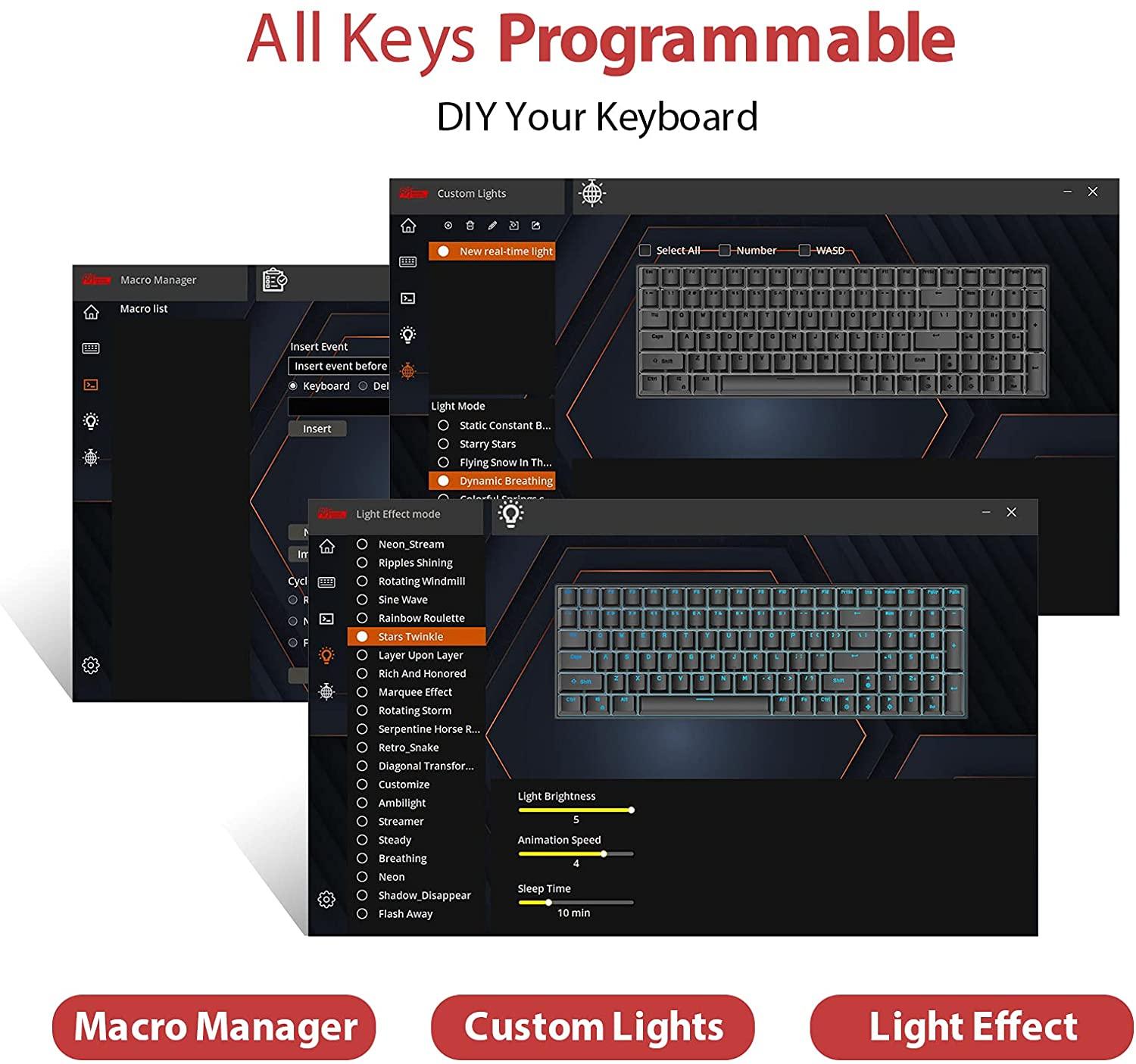 ROYAL KLUDGE G68 TRI-MODE RGB 68 KEYS HOT SWAPPABLE MECHANICAL KEYBOARD BLACK (BROWN SWITCH) - DataBlitz