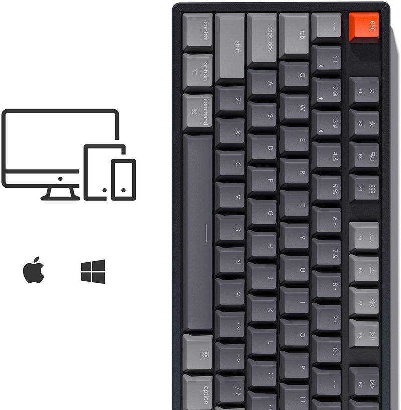 KEYCHRON K8 RGB BACKLIGHT ALUMINUM WIRELESS MECHANICAL KEYBOARD (GATERON BROWN SWITCH) (K8C3) - DataBlitz