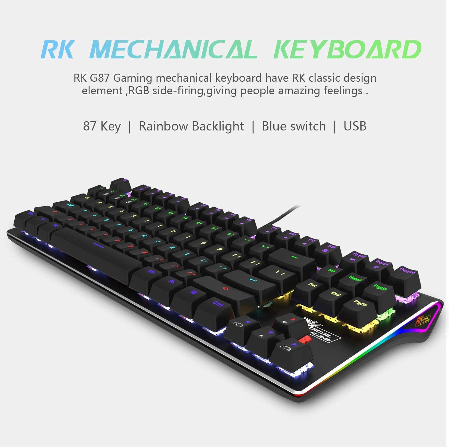 ROYAL KLUDGE G87 DUAL-MODE RGB 87 KEYS MECHANICAL KEYBOARD BLACK (BLUE SWITCH) - DataBlitz
