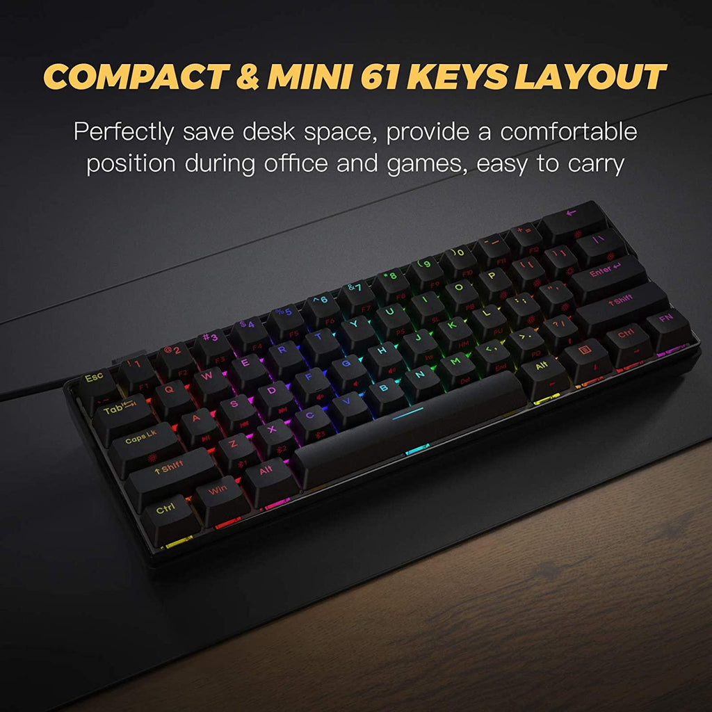OLORES DK61 Snowfox 60% Mechanical Mini Keyboard Bluetooth Hot-Swappable Detachable Cable RGB Wireless Gaming Keyboard (Size Cherry Brown, Color W