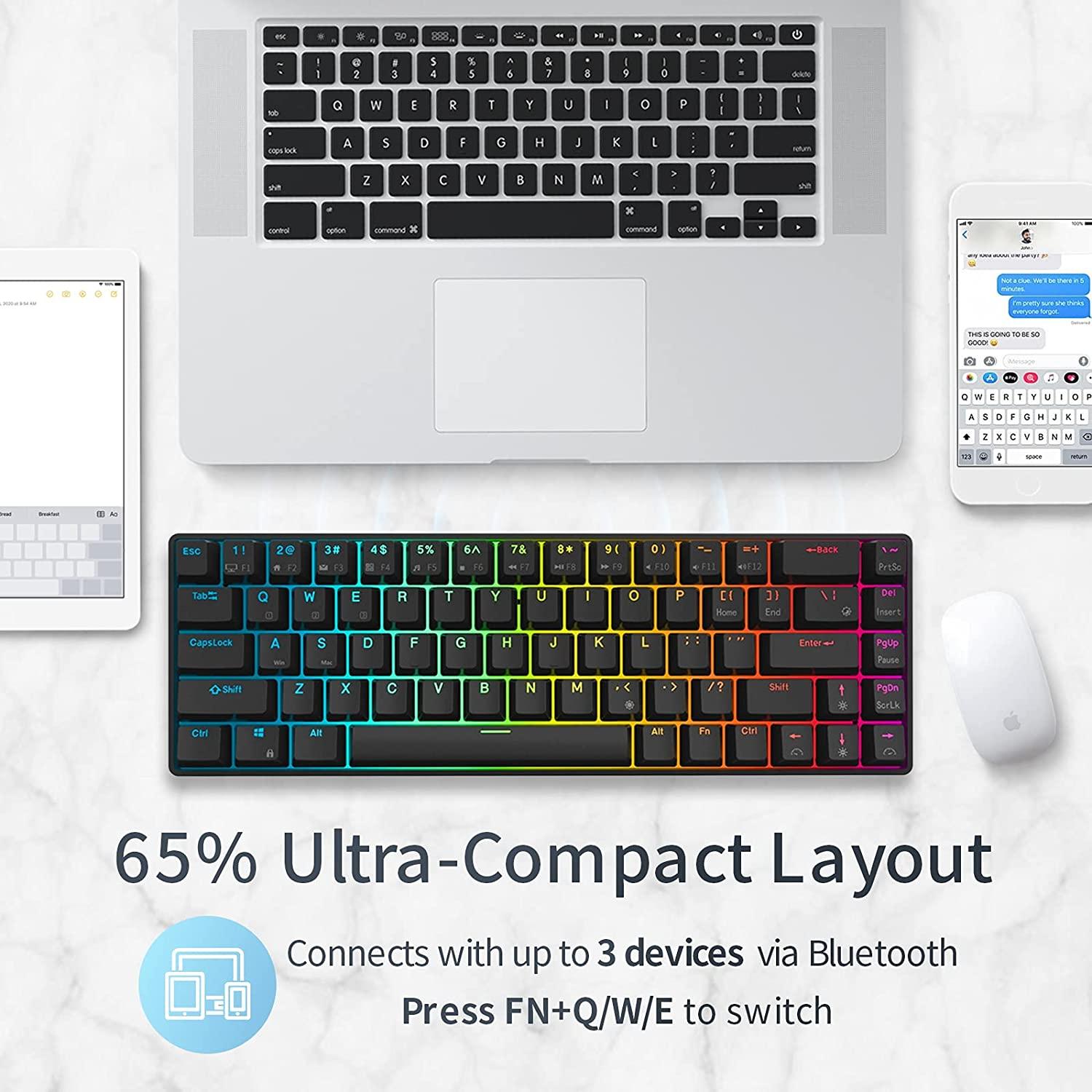 ROYAL KLUDGE G68 TRI-MODE RGB 68 KEYS HOT SWAPPABLE MECHANICAL KEYBOARD BLACK (BROWN SWITCH) - DataBlitz