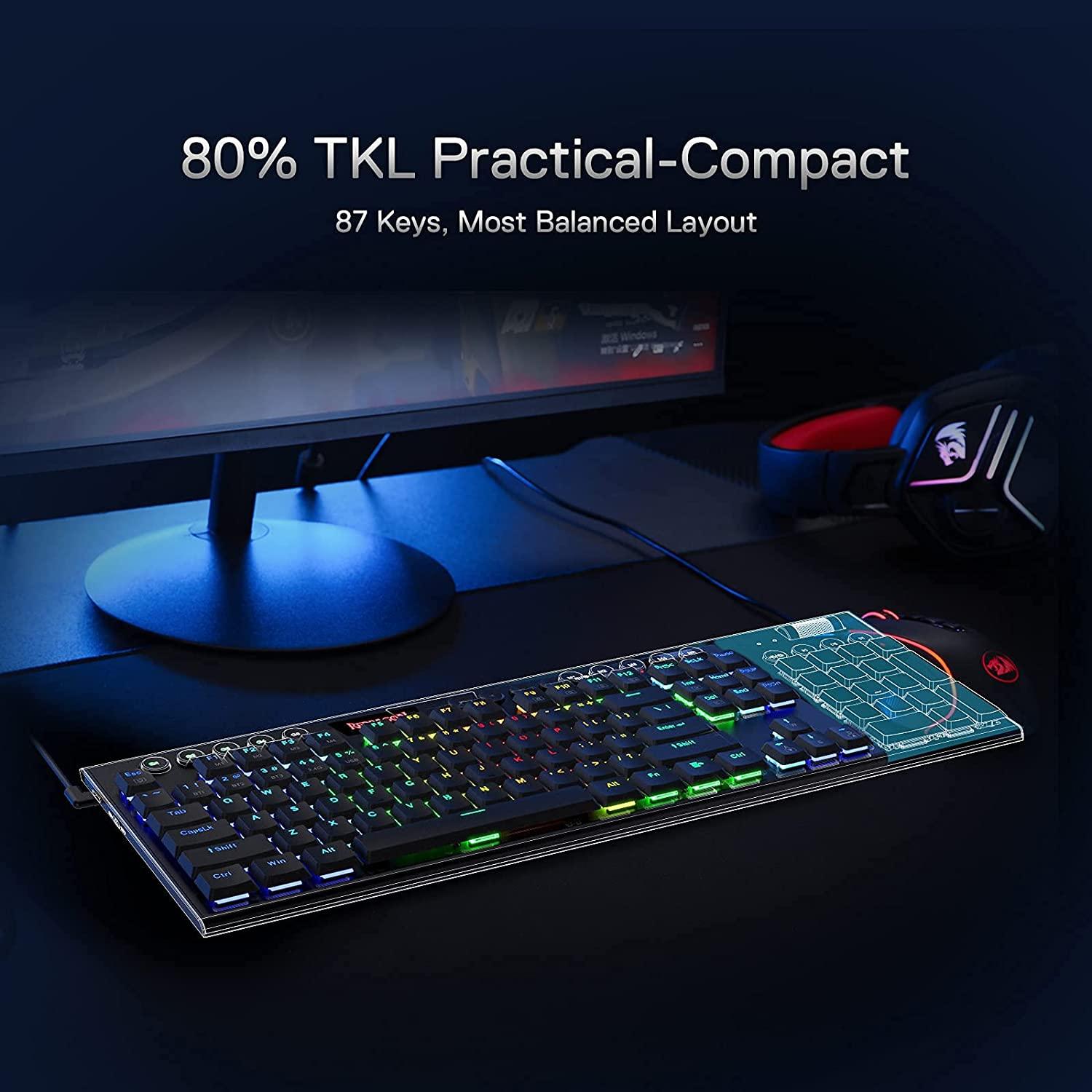 REDRAGON HORUS TKL WIRELESS RGB MECHANICAL BLACK GAMING KEYBOARD (DUST-PROOF RED SWITCH) (K621-RGB) - DataBlitz