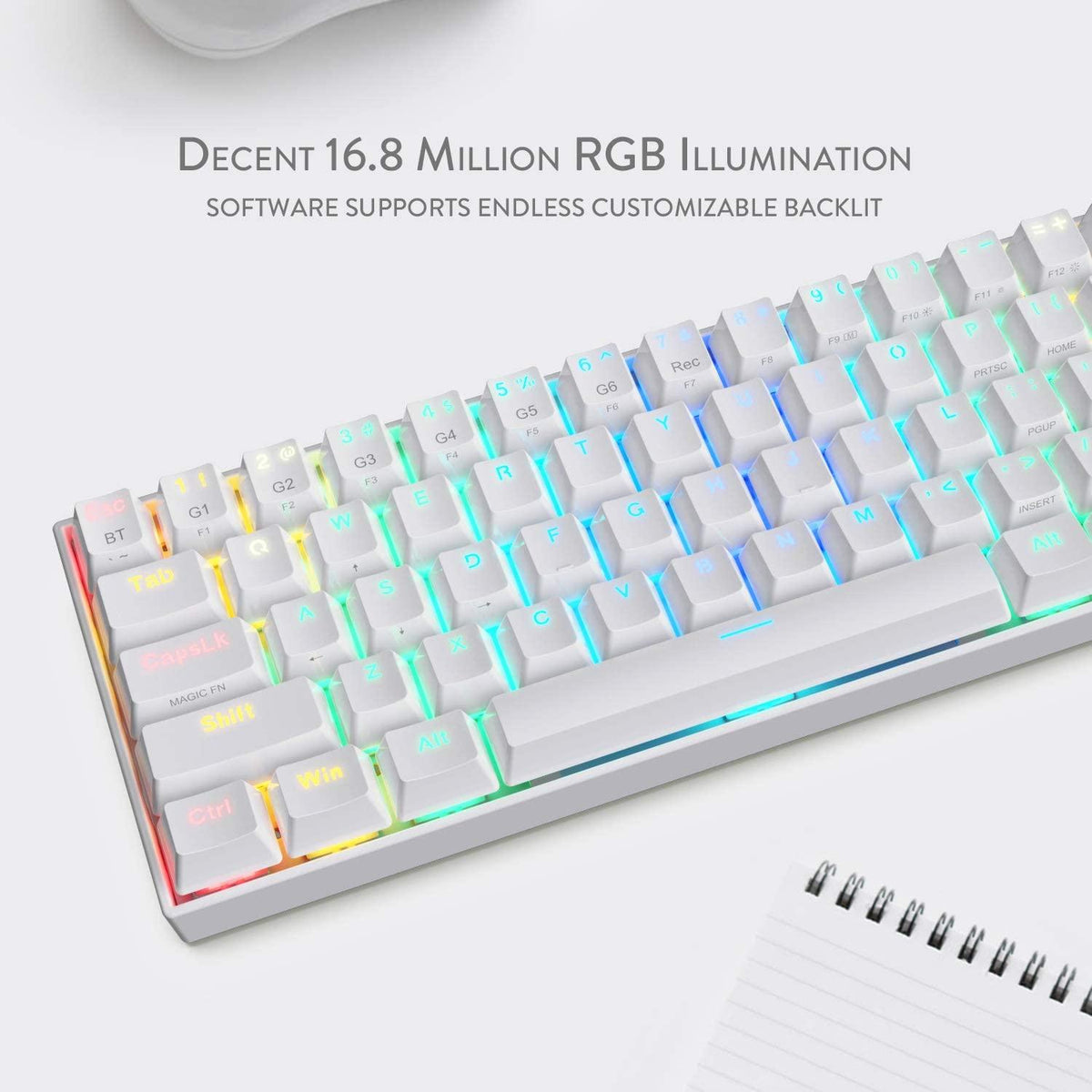 REDRAGON DRACONIC WIRELESS RGB MECHANICAL KEYBOARD (WHITE) (DUST-PROOF BROWN) (K530W-RGB) - DataBlitz
