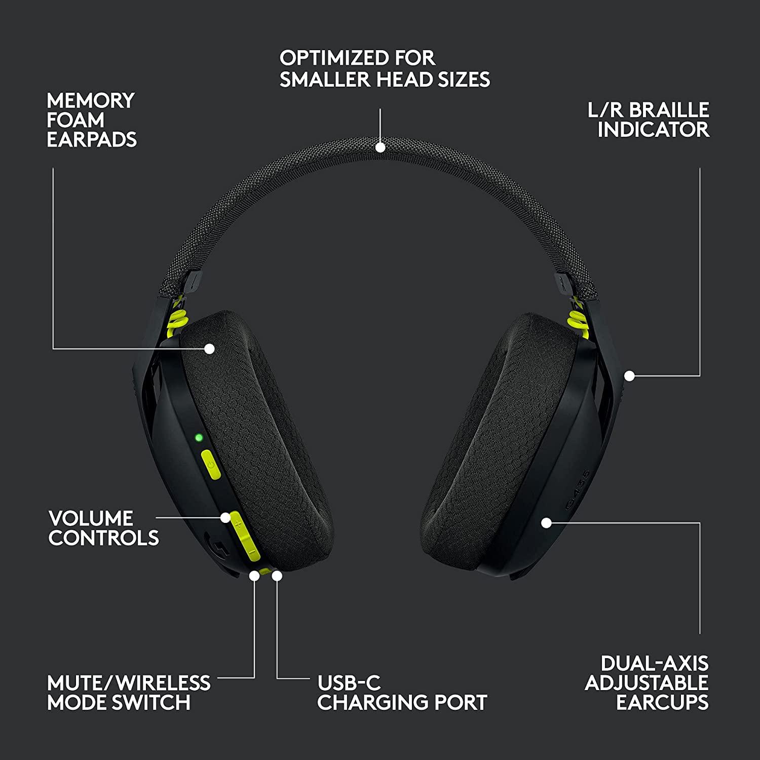 LOGITECH G435 LIGHTSPEED WIRELESS GAMING HEADSET (BLACK) - DataBlitz