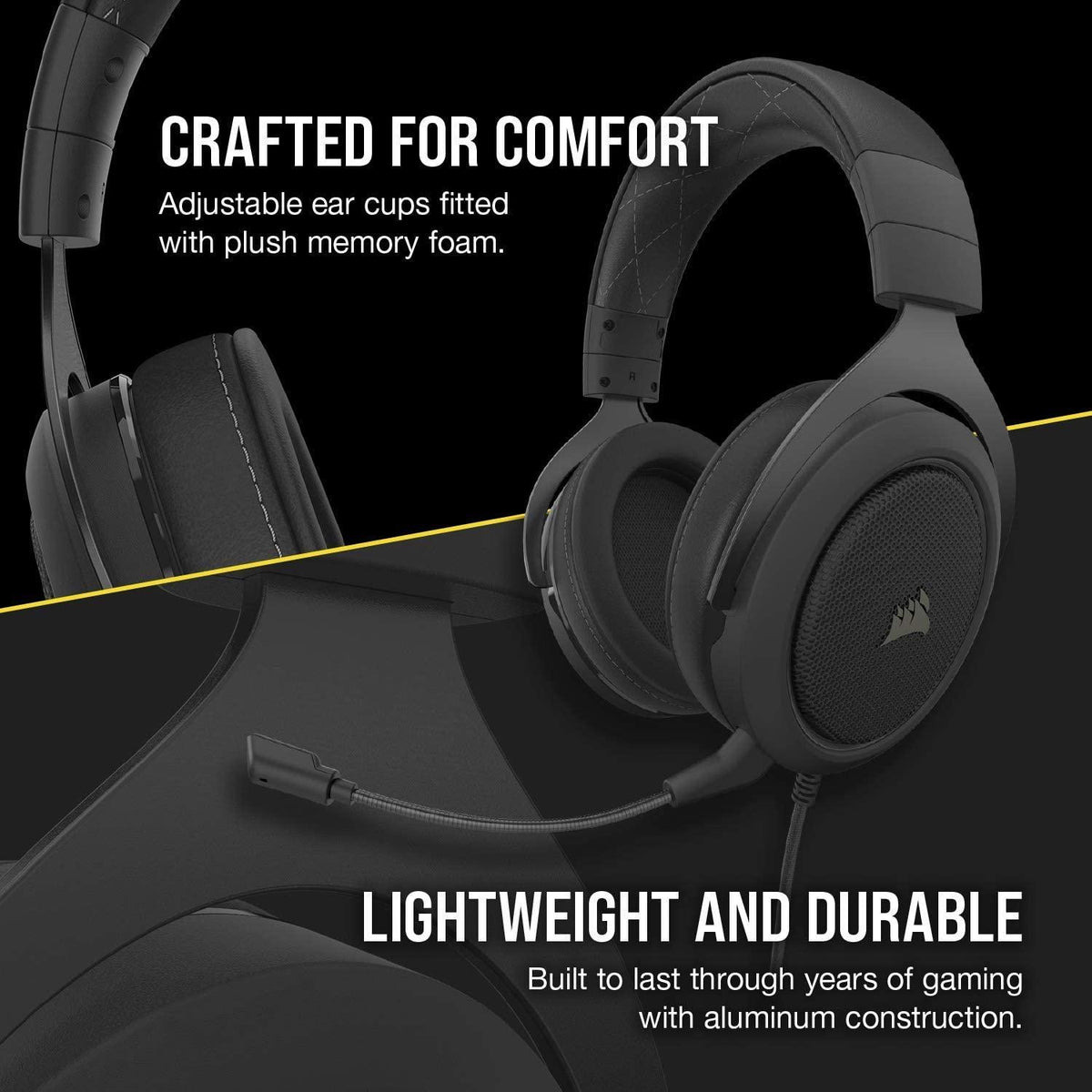 CORSAIR HS60 PRO SURROUND STEREO GAMING HEADSET WITH 7.1 SURROUND SOUND CARBON (PC/XB1/PS4/NSW/MOBILE) - DataBlitz