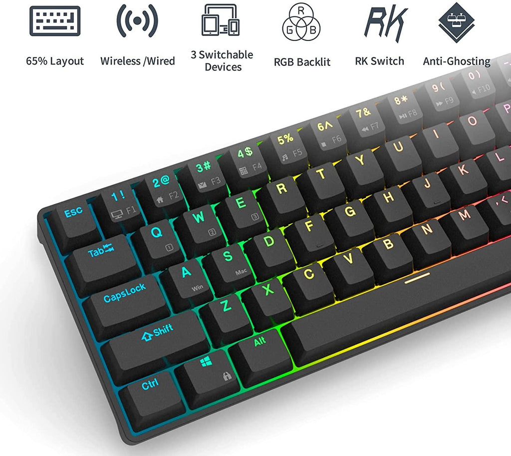 Royal Kludge G68 Tri-Mode RGB 68 Keys Hot Swappable Mechanical Keyboard ...