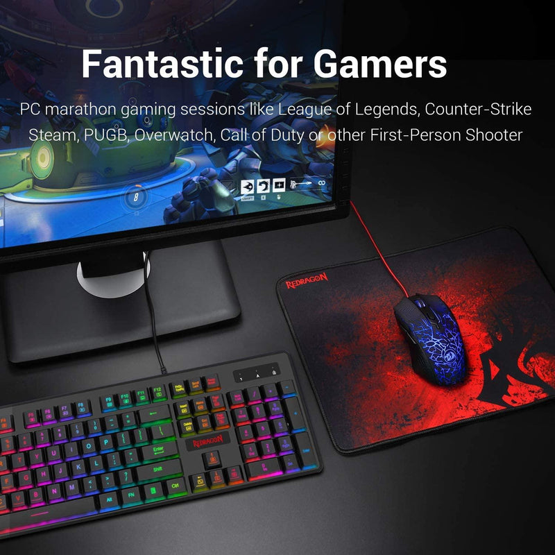 REDRAGON GAMING ESSENTIALS 3 IN 1 SET (KEYBOARD/MOUSE/MOUSEPAD) (S107) - DataBlitz