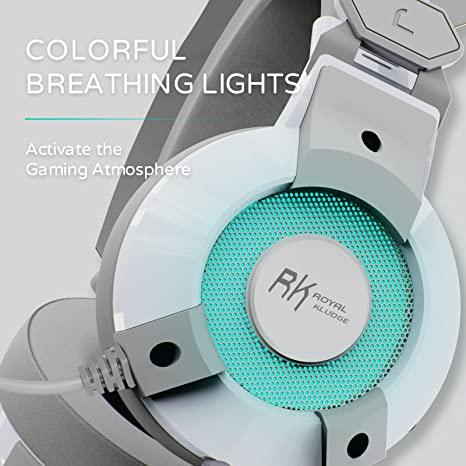 Royal Kludge RK-E9000 With Mic Noise Cancelling RGB Lights Gaming Headset (White) - DataBlitz