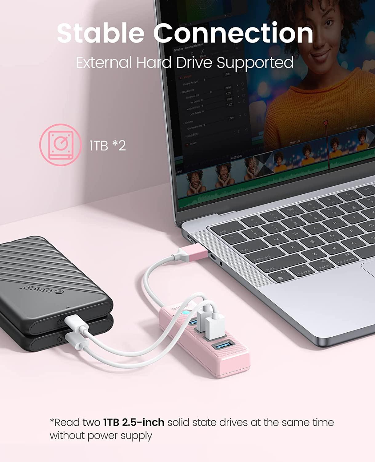 Orico 4-Port USB 3.0 Hub (Pink) (PW4U-U3-015-PK-EP) - DataBlitz