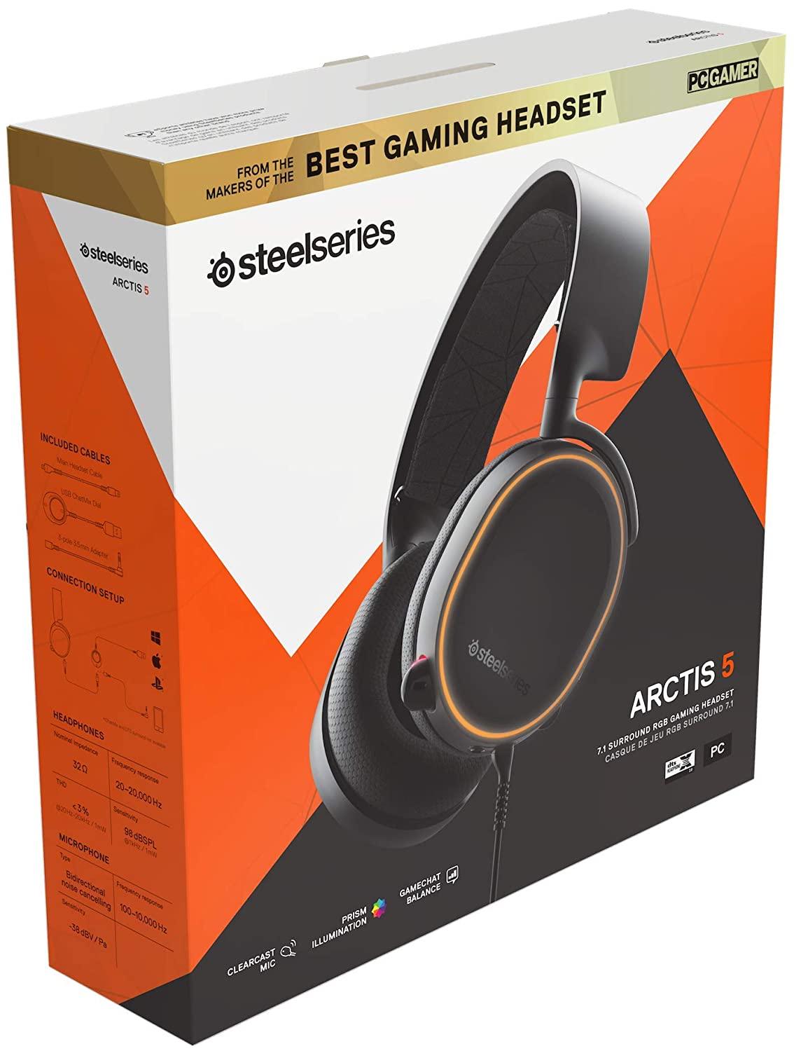 STEELSERIES ARCTIS 5 BLACK 7.1 SURROUND RGB GAMING HEADSET 2019 EDITION (PN61504) - DataBlitz