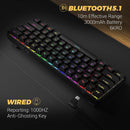 KEMOVE DK61 SHADOW BLACK HOT-SWAPPABLE RGB BACKLIT WIRED/BLUETOOTH MECHANICAL KEYBOARD (GATERON BLUE SWITCH) - DataBlitz