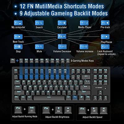 E-YOOSO K-620 Single Light With RGB Side Light 87 Keys Mechanical Keyboard Black (Blue Switch) - DataBlitz