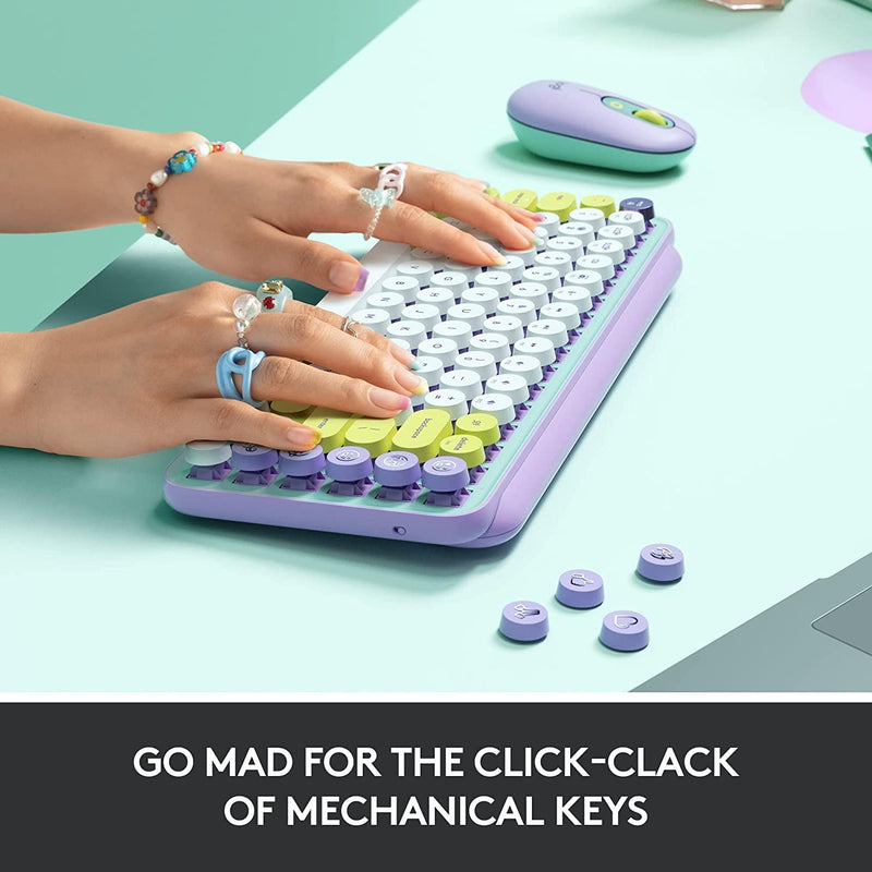 LOGITECH POP KEYS WIRELESS MECHANICAL KEYBOARD WITH CUSTOMIZABLE EMOJI KEYS (DAYDREAM MINT) - DataBlitz