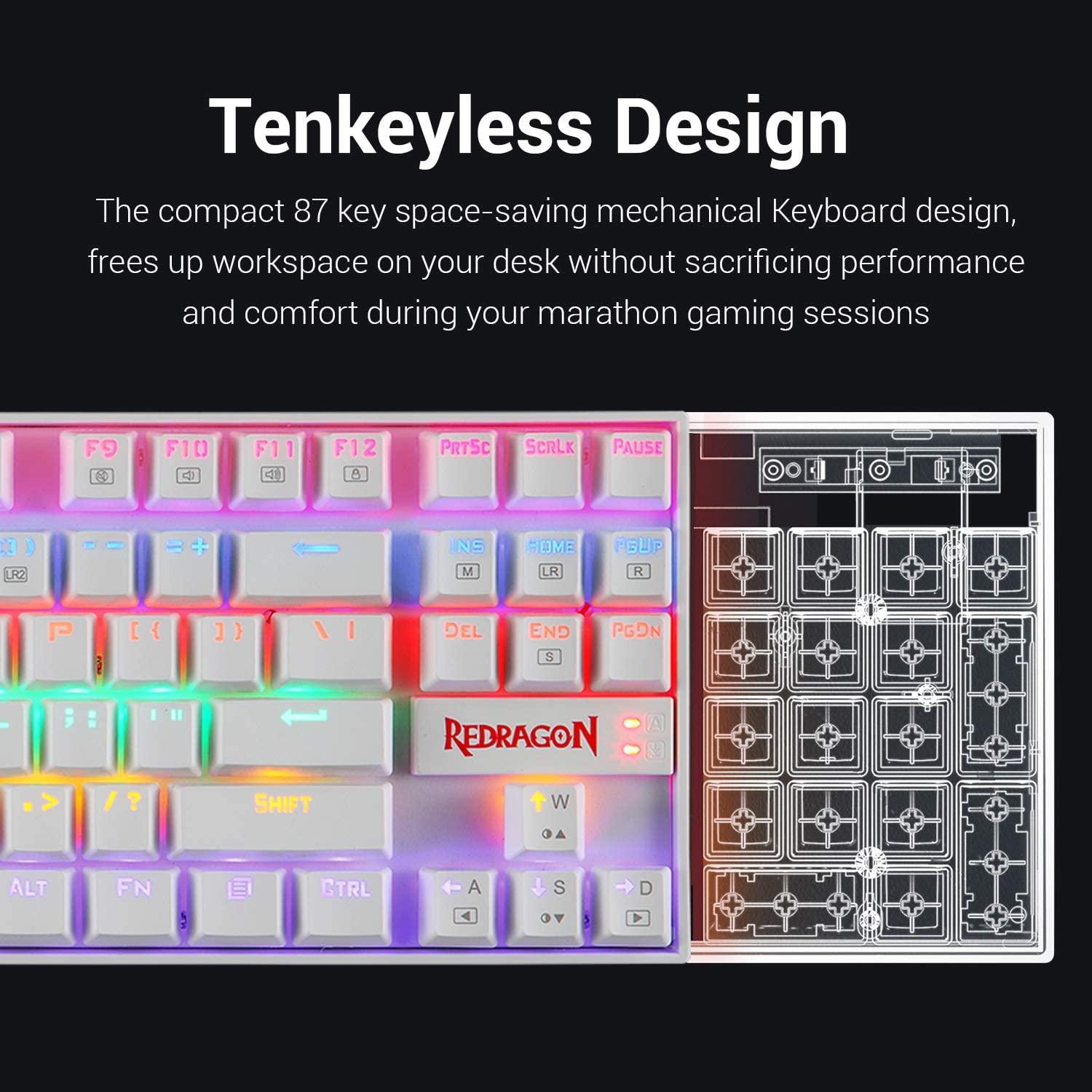 REDRAGON KUMARA RGB MECHANICAL GAMING KEYBOARD (K552W-RGB) (WHITE) - DataBlitz