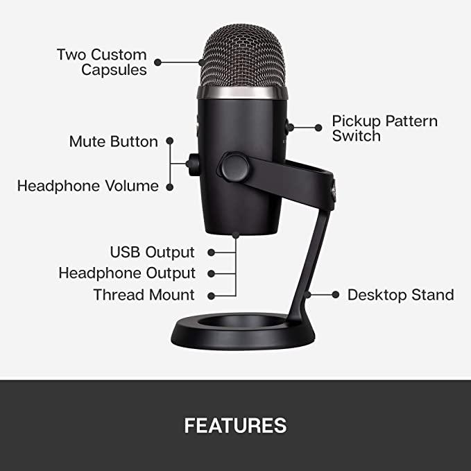 LOGITECH Blue Yeti Nano Premium USB Mic For Recording And Streaming (Blackout) - DataBlitz