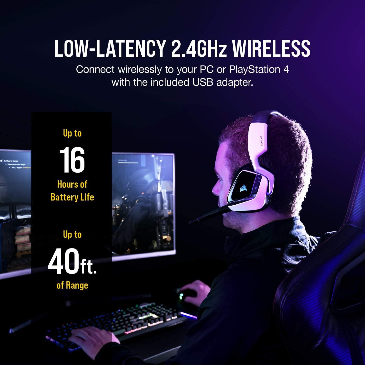 CORSAIR VOID RGB ELITE WIRELESS PREMIUM WIRELESS GAMING HEADSET WITH 7.1 SURROUND SOUND WHITE (PC/PS4) - DataBlitz
