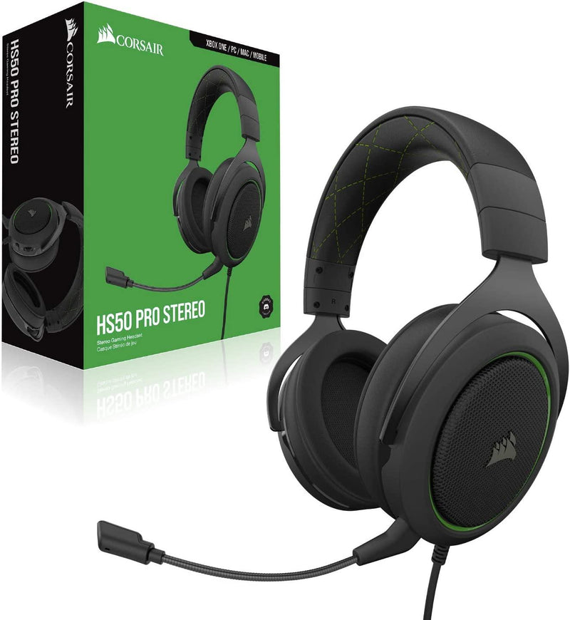 CORSAIR HS50 PRO STEREO GAMING HEADSET GREEN FOR XB1/PC/MAC/MOBILE/NINTENDO SWITCH - DataBlitz