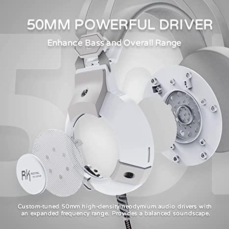 Royal Kludge RK-E9000 With Mic Noise Cancelling RGB Lights Gaming Headset (White) - DataBlitz