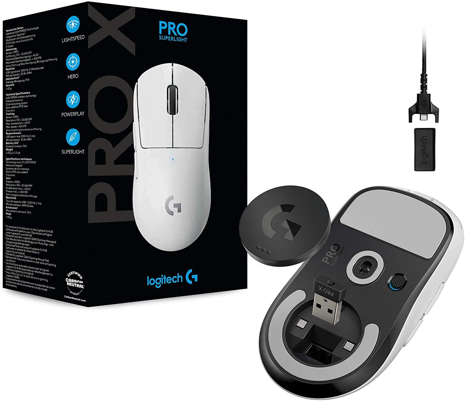 LOGITECH PRO X SUPERLIGHT WIRELESS GAMING MOUSE (WHITE) - DataBlitz
