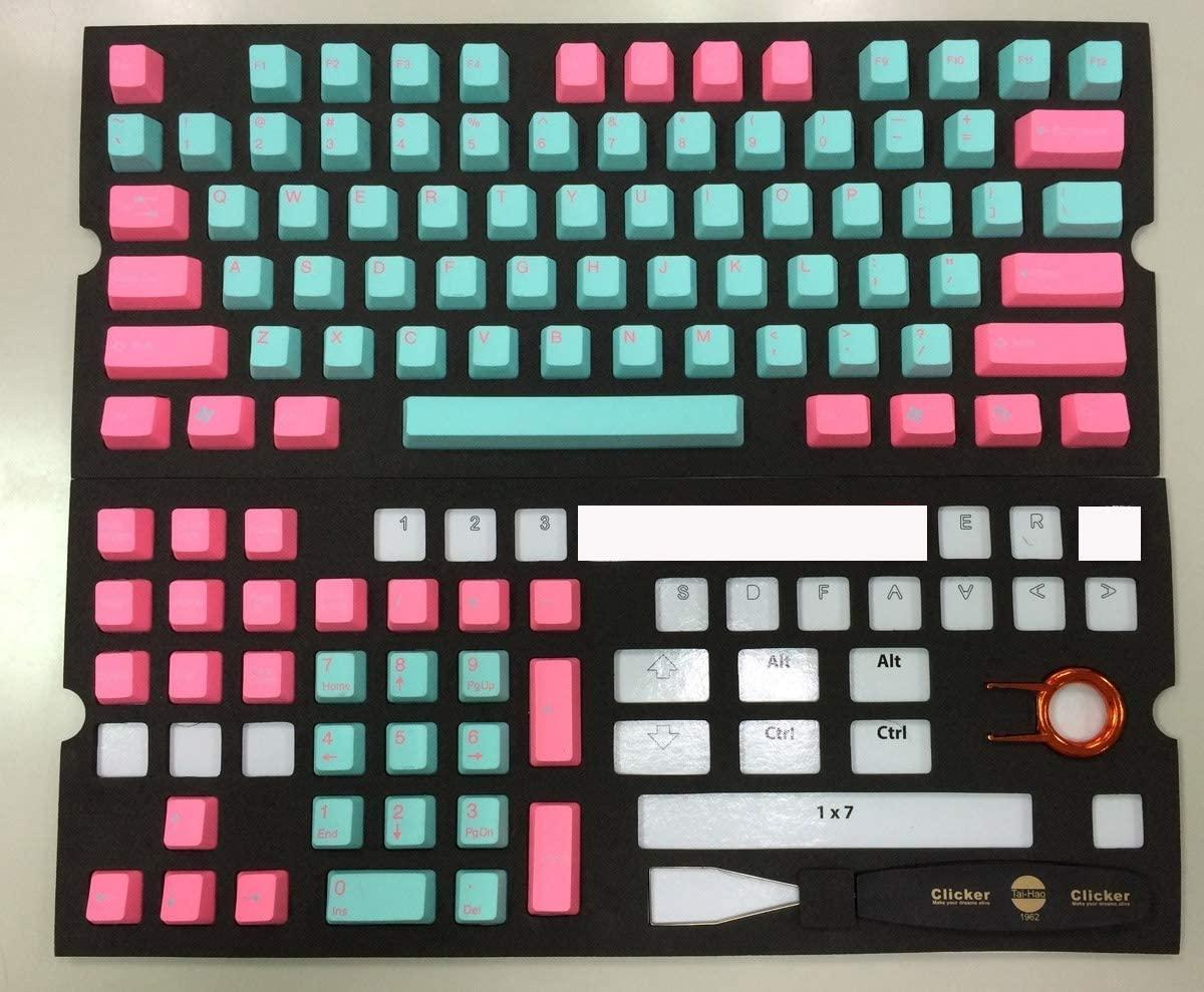 TAIHAO DOUBLE SHOT PBT KEYCAPS SET FOR CHERRY MX SWITCH (104-KEYS) (PINK&BRIGHT BLUE MIAMI) (C02BU201) - DataBlitz