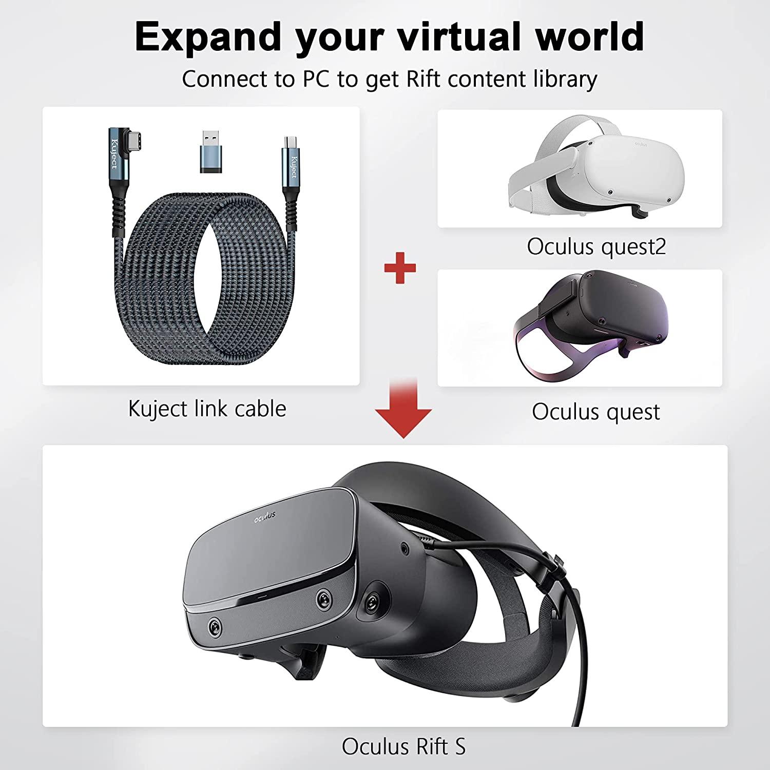 KUJECT USB 3.0 TYPE C BRAIDED OCULUS QUEST 2 LINK CABLE 20-FT - DataBlitz
