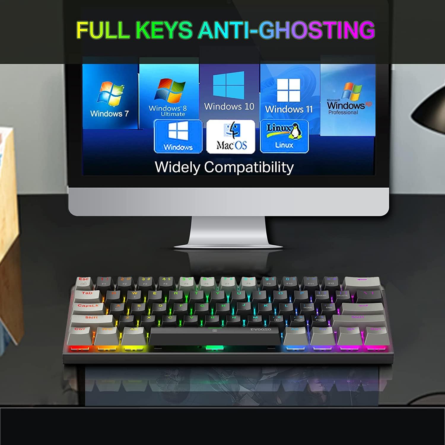 E-YOOSO Z-11 RGB 61 Keys Hot Swappable Mechanical Keyboard Black/Gray (Brown Switch) - DataBlitz