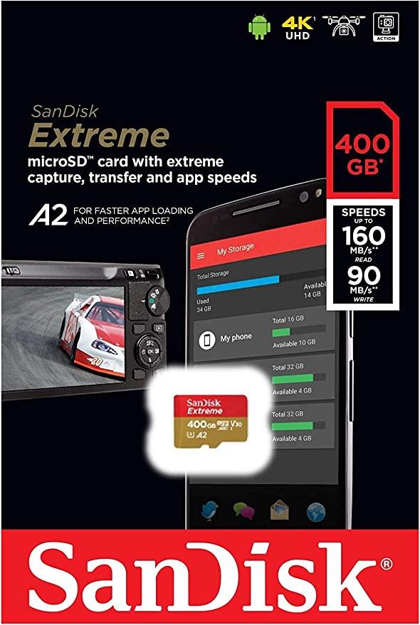 Sandisk Extreme 400GB UHS-1 160MB/S Microsd Card (SDSQXA1-400G-GN6MN) - DataBlitz