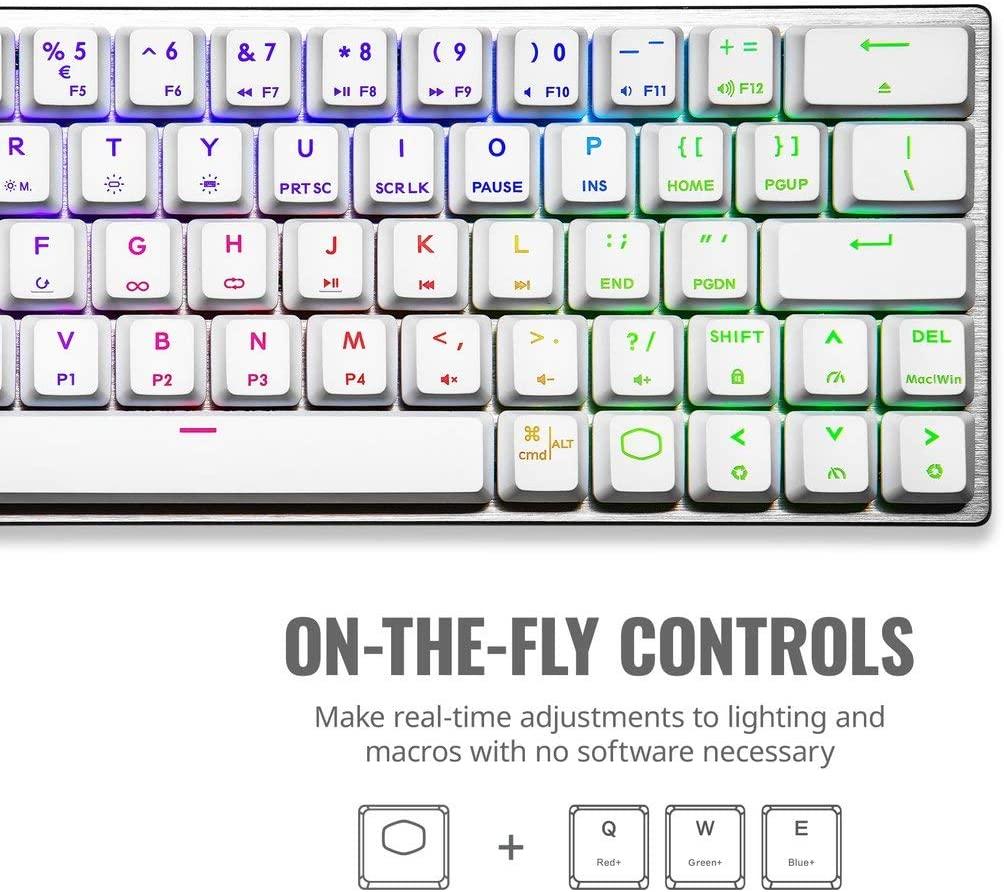 COOLER MASTER SK622 WIRELESS 60% MECHANICAL KEYBOARD SILVER WHITE WITH LOW PROFILE SWITCHES (BLUE RGB CLICKY) - DataBlitz