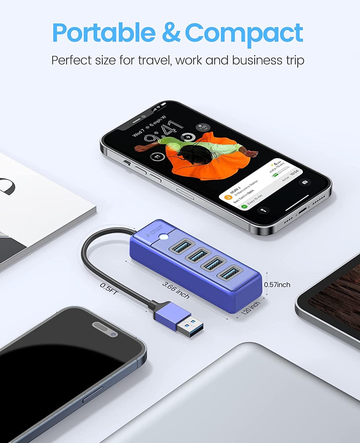 Orico 4-Port USB 3.0 Hub (Blue) (PW4U-U3-015-BL-EP) - DataBlitz