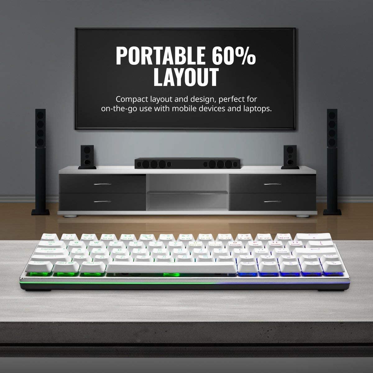 COOLER MASTER SK622 WIRELESS 60% MECHANICAL KEYBOARD SILVER WHITE WITH LOW PROFILE SWITCHES (BLUE RGB CLICKY) - DataBlitz