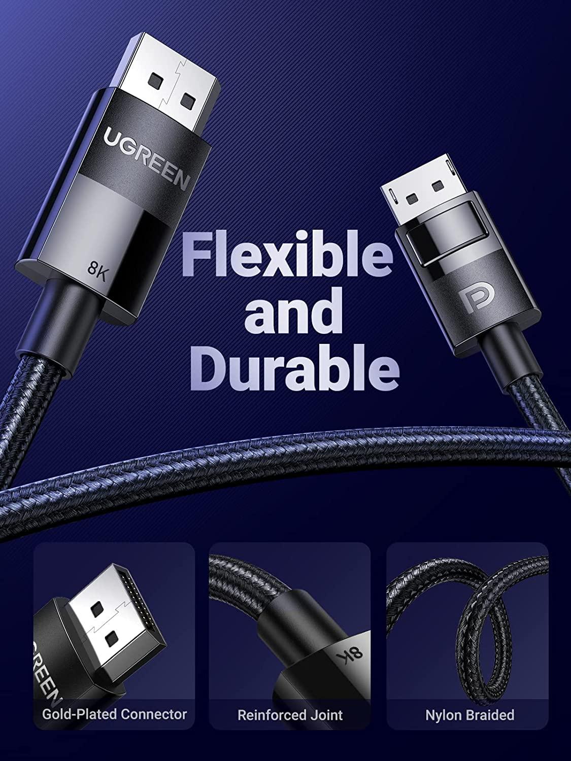 UGREEN DP 1.4 Male To Male Plastic Case Braided Cable 2M (DP114/80392) - DataBlitz