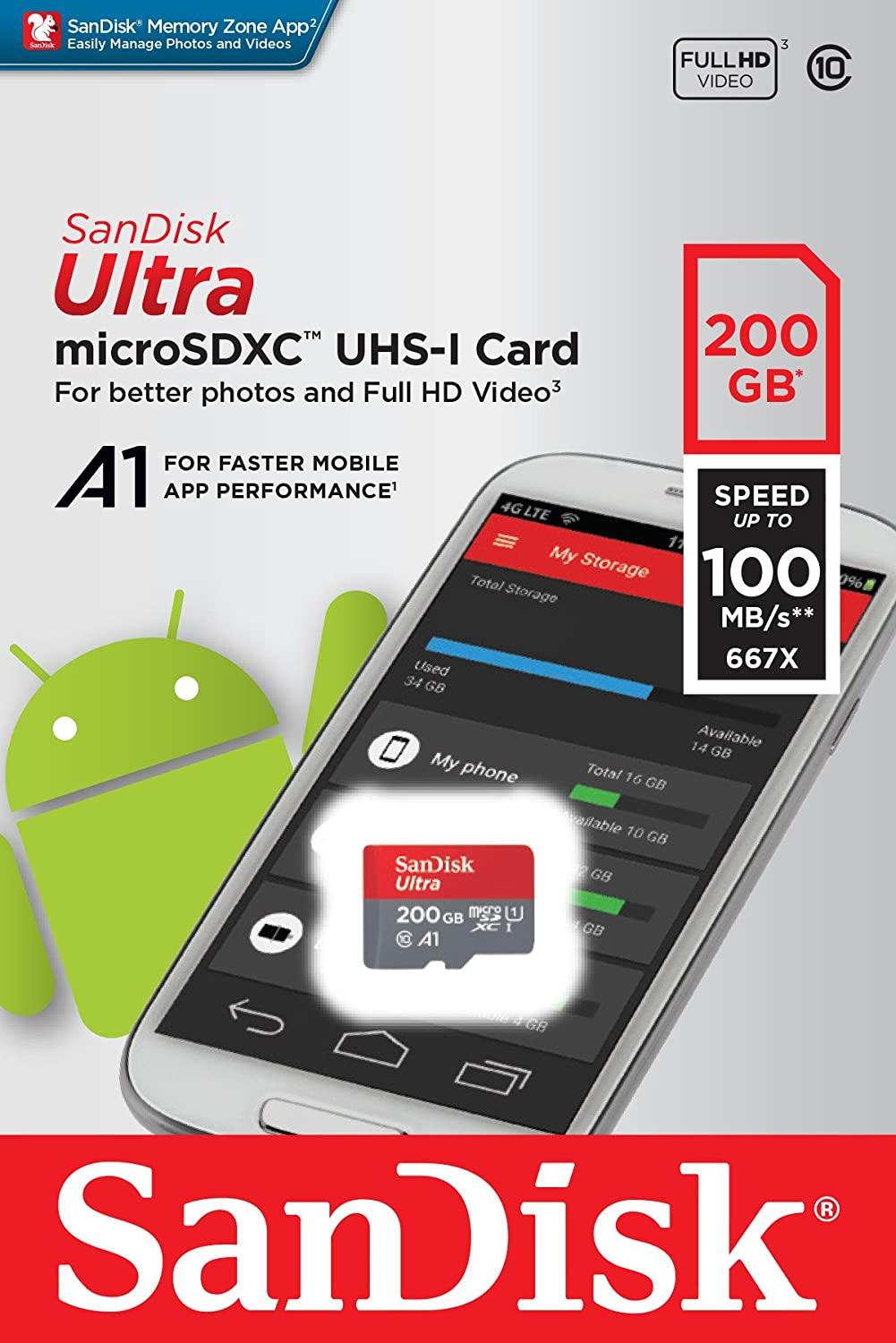 SANDISK ULTRA MICROSDXC CARD UHS-1 CLASS 10 A1 (120MB/S) 200GB - DataBlitz