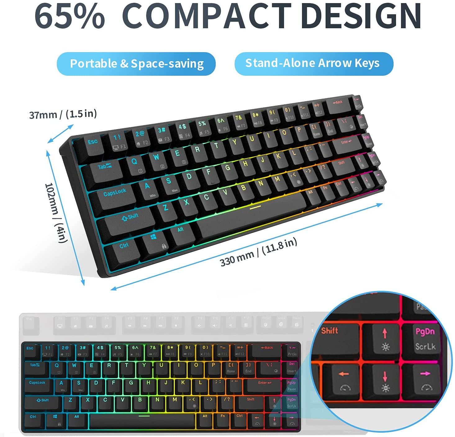 ROYAL KLUDGE G68 TRI-MODE RGB 68 KEYS HOT SWAPPABLE MECHANICAL KEYBOARD BLACK (BROWN SWITCH) - DataBlitz