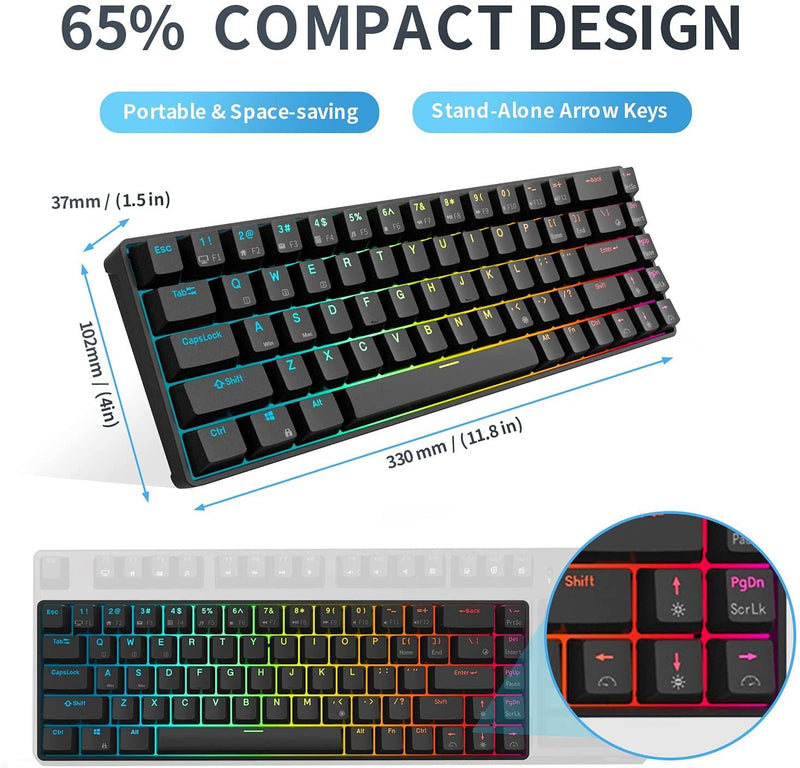 ROYAL KLUDGE G68 TRI-MODE RGB 68 KEYS HOT SWAPPABLE MECHANICAL KEYBOARD BLACK (RED SWITCH) - DataBlitz