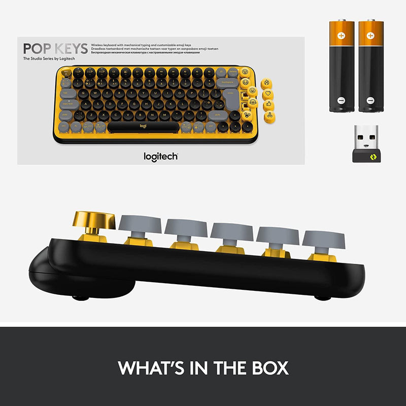 LOGITECH POP KEYS WIRELESS MECHANICAL KEYBOARD WITH CUSTOMIZABLE EMOJI KEYS (BLAST YELLOW) - DataBlitz