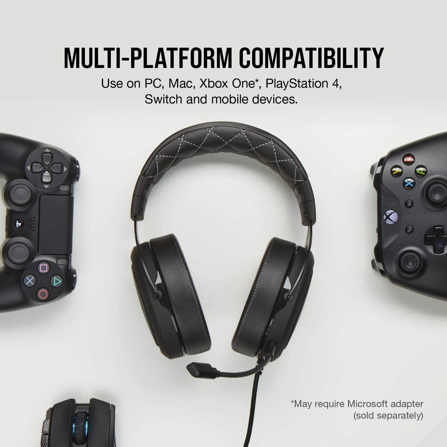 CORSAIR HS60 PRO SURROUND STEREO GAMING HEADSET WITH 7.1 SURROUND SOUND CARBON (PC/XB1/PS4/NSW/MOBILE) - DataBlitz
