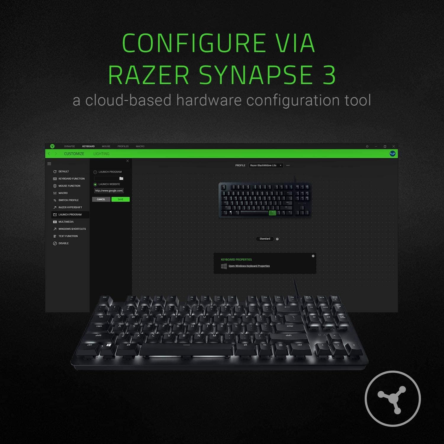 RAZER BLACKWIDOW LITE MECHANICAL KEYBOARD RAZER ORANGE SWITCHES TACTILE AND SILENT - DataBlitz