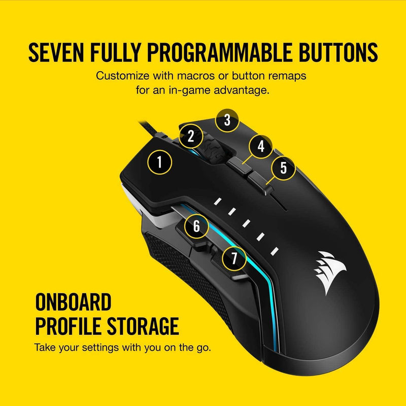 CORSAIR GAMING GLAIVE RGB PRO COMFORT FPSMOBA GAMING MOUSE WITH INTERCHANGEABLE GRIPS (ALUMINUM) - DataBlitz