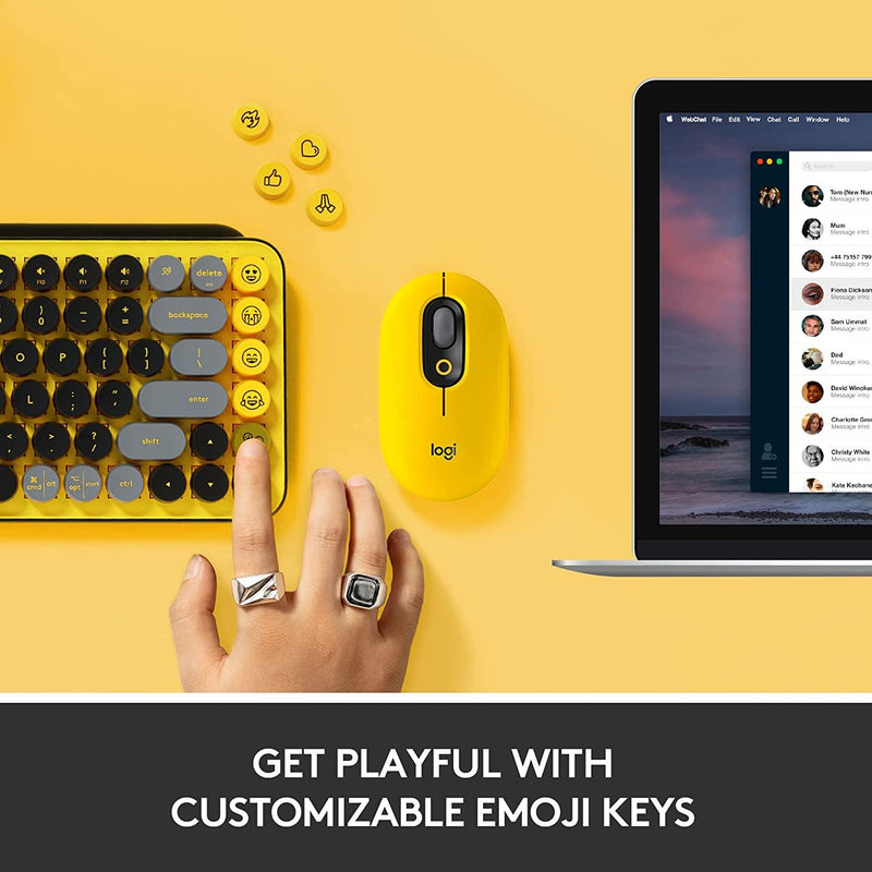 LOGITECH POP KEYS WIRELESS MECHANICAL KEYBOARD WITH CUSTOMIZABLE EMOJI KEYS (BLAST YELLOW) - DataBlitz