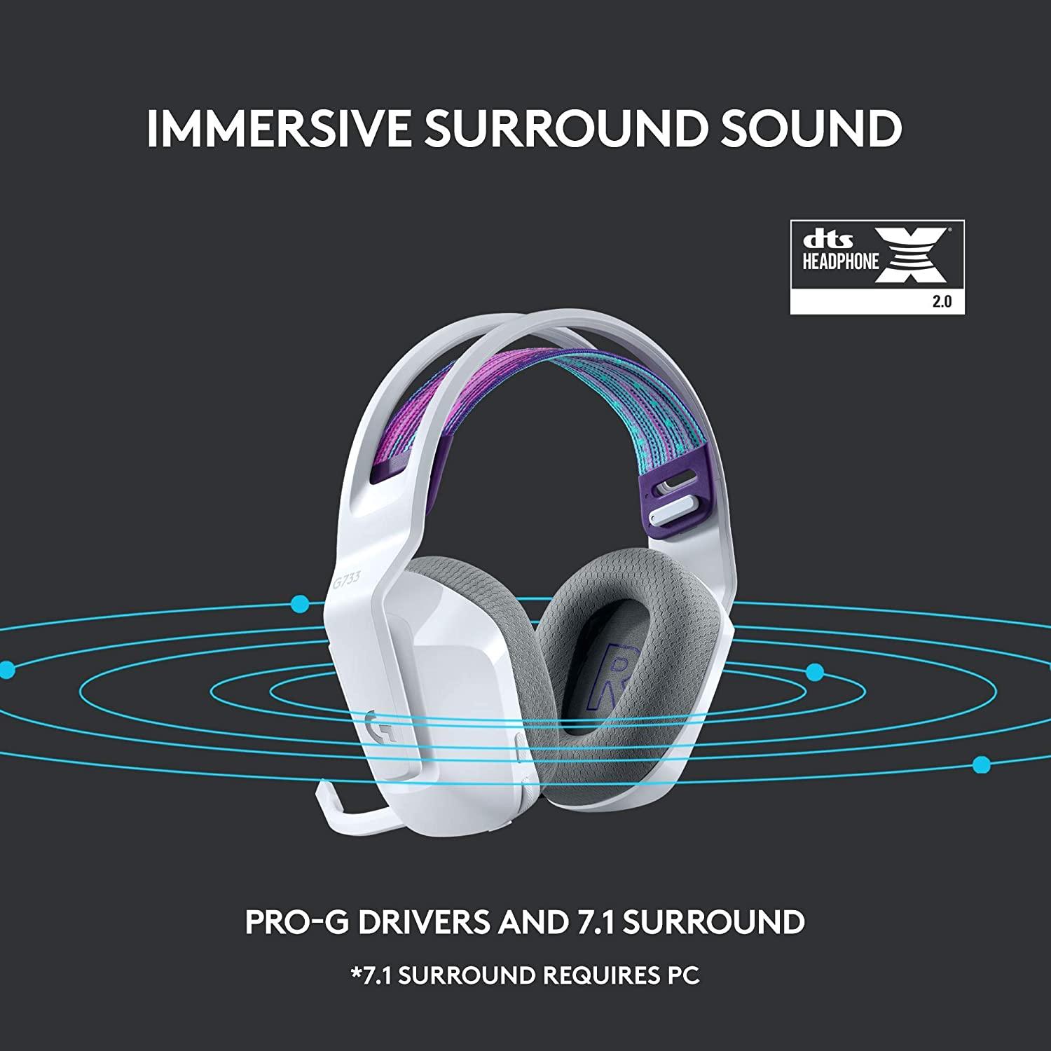 LOGITECH G733 LIGHTSPEED WIRELESS RGB GAMING HEADSET (WHITE) - DataBlitz