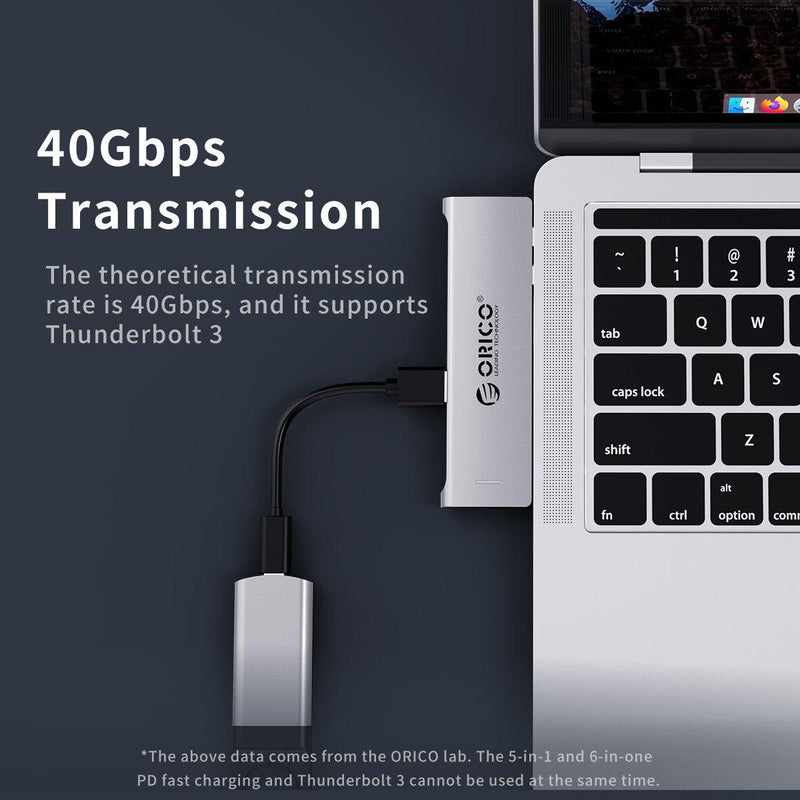 ORICO Transparent 6 IN 1 Type-C Laptop Docking Station USB 3.0