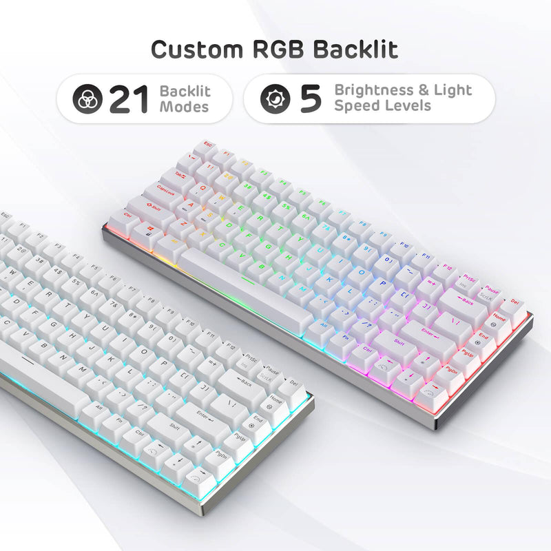 ROYAL KLUDGE RK84PRO TRI-MODE RGB 84 KEYS HOT SWAPPABLE MECHANICAL KEYBOARD WHITE (BROWN SWITCH) - DataBlitz