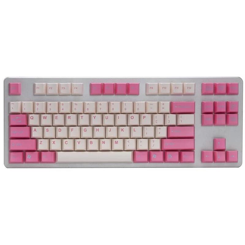 Taihao Double Shot ABS-Cubic Profile Keycaps Set For Cherry MX Switch (104-Keys) (White/Pink) (T01WA201) - DataBlitz