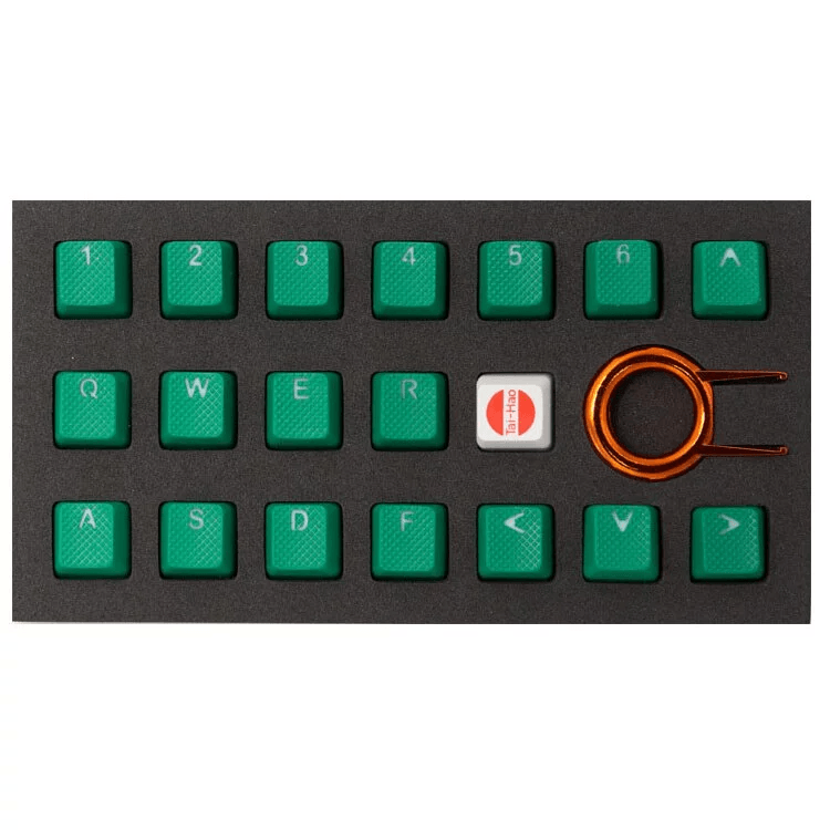 TAIHAO RUBBER DOUBLE SHOT BACKLIT GAMING KEYCAPS SET FOR CHERRY MX SWITCH TYPE (18-KEYS) (GREEN) - DataBlitz
